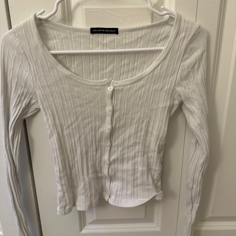 Brandy white long sleeve button up